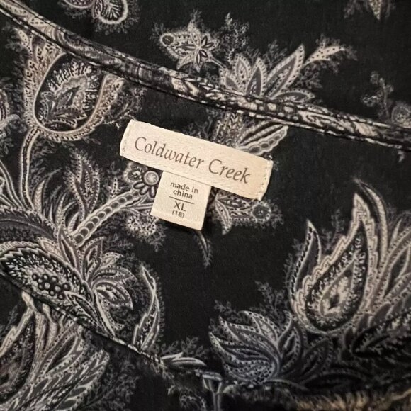 COLDWATER CREEK. Sz XL. Stretch Black white Shell with Lace Trim. Cotton. B51 - Picture 7 of 7